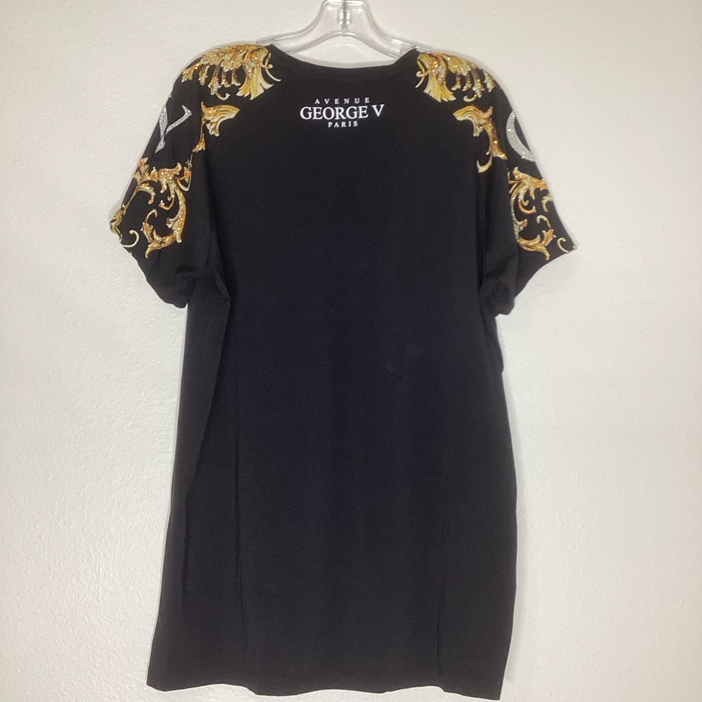 Avenue George V Paris Rhinestone Tee Black 3XL - Picture 2 of 11